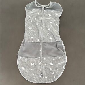 Gray Baby Swaddle with Polka Dots
